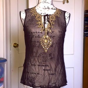 EUC NY&CO sheer embroidered blouse